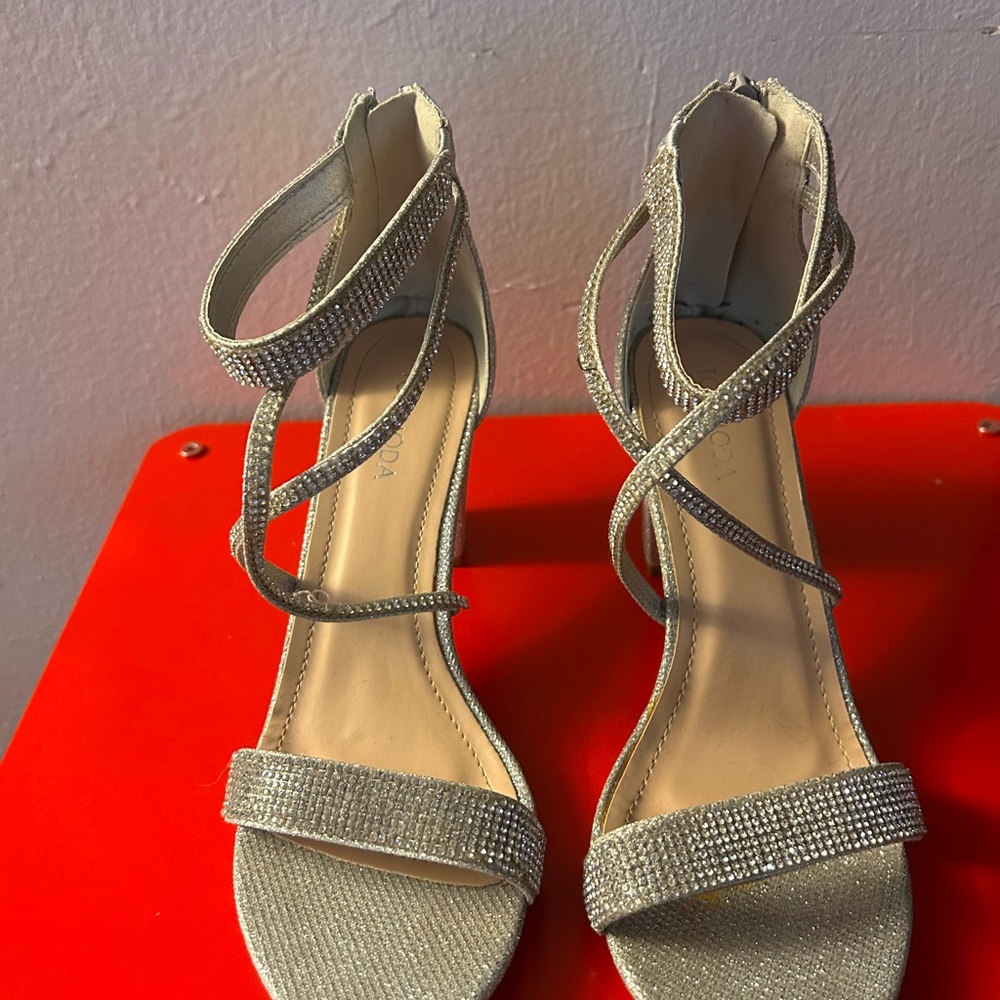 Elegant Silver Strappy Heels